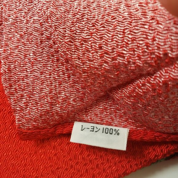 Vintage 1950's Hishikawa Moronobu Japanese Geisha Art Scarf Red Rayon Scarf - Picture 8 of 13